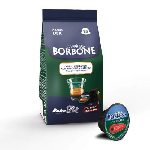 15 Stück Caffè Borbone Miscela Dek DOLCE GUSTO kompatible entkoffeinierte Kaffeekapsel